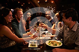 Group Of Friends Enjoying Meal In Restaurant