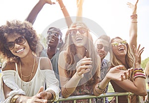 Group of friends at the festival