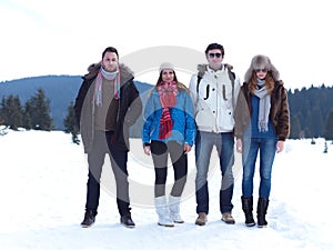 Group of friends have fun and relaxing on winter vacation