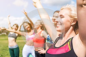 Group Of Friends Having Fun together outdoors summer day