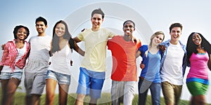 Group Friends Outdoors Diversed Cheerful Fun Concept