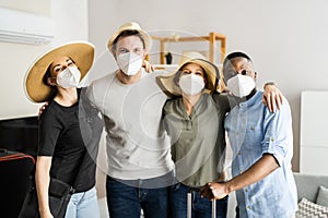 Group Of Friends People Travel In Face Mask