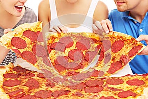 Group of friends with pizza