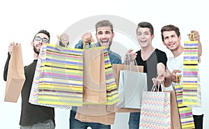 Group of friends with shopping bags