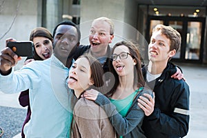 Group of Friends Taking a Goofy Selfie photo