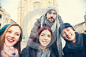 Group Of Friends Taking Selfie