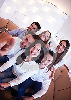 Group of friends taking selfie