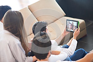 Group of friends taking selfie