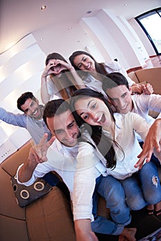 Group of friends taking selfie