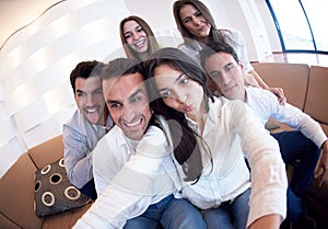 Group of friends taking selfie