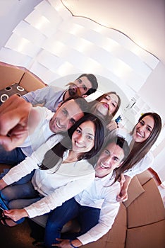 Group of friends taking selfie