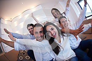 Group of friends taking selfie