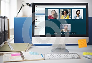 Group Friends Video Chat Connection Concept