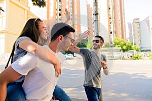 Group Of Friends On Walk Through The CityTogether