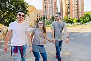 Group Of Friends On Walk Through The CityTogether