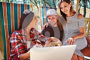 Group of friends who are spending time together during the vacation