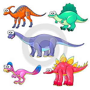 Group of funny dinosaurs