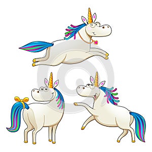 Group of funny unicorns