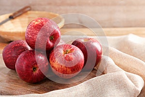 Group of Gala Apple on wooden board background, Fruits concept