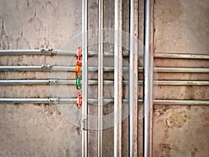 Group of Galvanized Steel Pipes Crossing Over