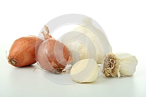 Group of garlic and onion