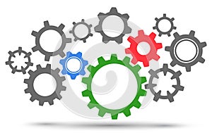 Group gears, concept teamwork, generator business idea - vector