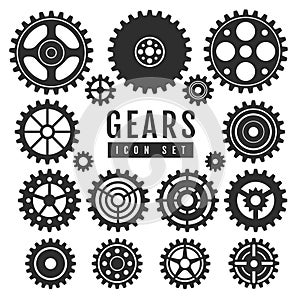 Group of gears isolated on white background.  Cog icon design.