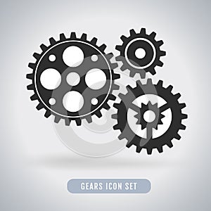 Group of gears isolated on white background.  Cog icon design.