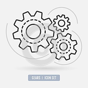 Group of gears isolated on white background.  Cog icon design.