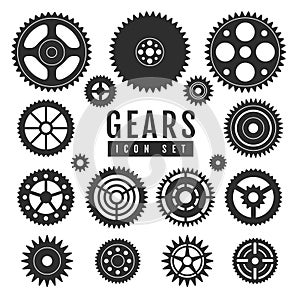Group of gears isolated on white background.  Cog icon design.