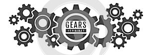 Group of gears isolated on white background.  Cog icon design.