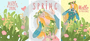 A group of gentle cards congratulating the arrival of spring