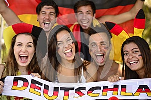 Group of German sport soccer fans