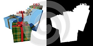 Group of gifts 3-white background alpha png 3D Rendering Ilustracion 3D