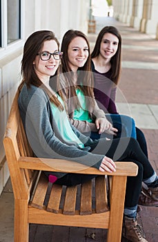Group of Girls Smiling On Campus