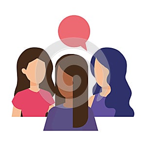 Group of girls with speech bubbles