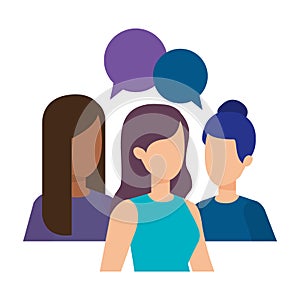 Group of girls with speech bubbles