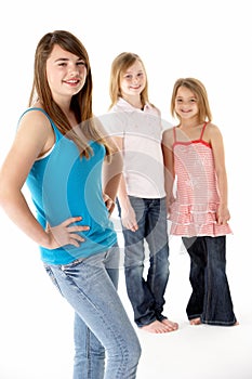 Group Of Girls Together In Studio