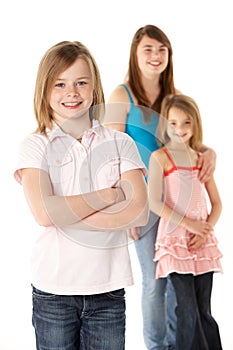 Group Of Girls Together In Studio