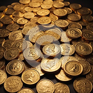 Group of gold coins business money photo