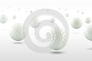 Group of golf balls on white background.