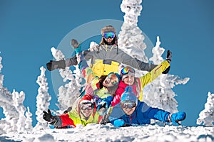 Group of good friends are having fun at ski resort