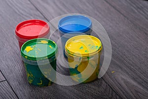 Group of gouache paint jars