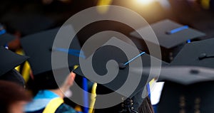 Group of graduation caps