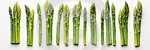 A Group Of Green Stalks Of Asparagus On A White Background