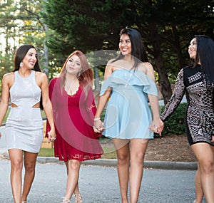 Group Of Grils At Prom Dance