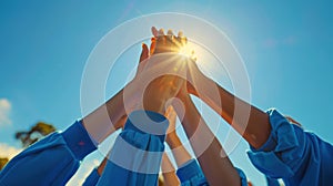 The Team High-Five Gesture.AI generated image