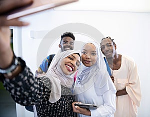 Group of happy african students