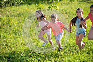 Group of happy children playing