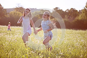 Group of happy children playing